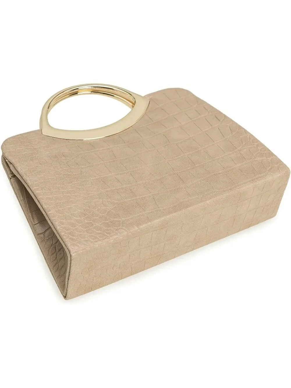 👜Women's Croc Nude Small Dressy Handbag Evening Bag Circle Handle Elegant Purse